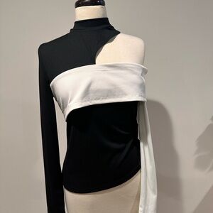 Shein Black and White Asymmetrical Top